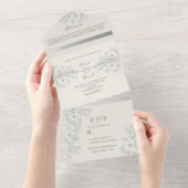 Klassieke Elegante  Bloemen Huwelijk All In One Uitnodiging (Afscheurbaar)