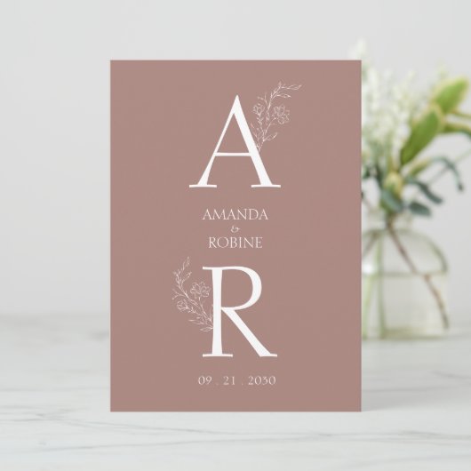 Klassieke Elegante Bloemen Huwelijksuitnodiging Kaart (Staand voorkant)