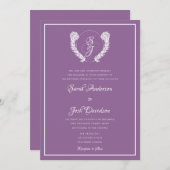 Klassieke Elegante Bloemen Monogram Lavendel Bruil Kaart (Voorkant / Achterkant)