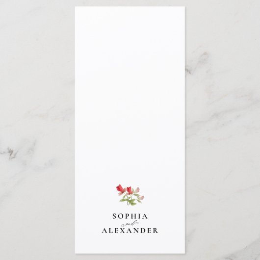 Klassieke Elegante Bloementuin Bloom Wedding Menu (Achterkant)