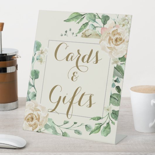 Klassieke Elegante Bloemrijke Bruidsuitnodiging Reclamebord Met Voetstuk (Insitu)