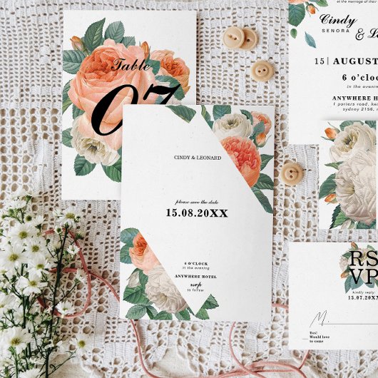 Klassieke Elegante Bloemtypografie Bruiloft Save The Date