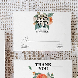 Klassieke Elegante Bloemtypografie Trouwen RSVP Kaartje