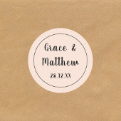 Klassieke Elegante Blush Roze Bruiloft Minimalist Ronde Sticker