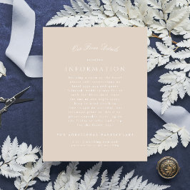 Klassieke Elegante Blush Roze Formele Bruiloft Informatiekaartje