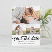 Klassieke elegante bold Script Photo Collage Save The Date (Staand voorkant)