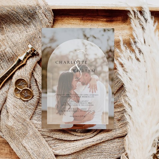 Klassieke Elegante Boog Foto Bruiloft Kaart