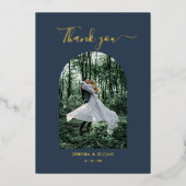 Klassieke Elegante Boog Foto Huwelijk Dank u kaart (Voorkant)