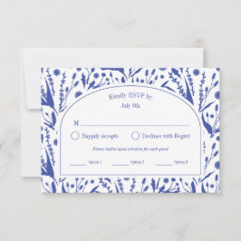 Klassieke Elegante Botanicals Blauwe Maaltijd Opti RSVP Kaartje