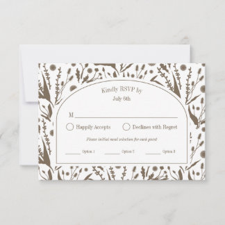 Klassieke Elegante Botanicals Donkere Taupe Maalti RSVP Kaartje