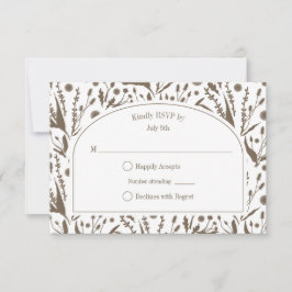 Klassieke Elegante Botanicals in Dark Taupe Bruilo RSVP Kaartje