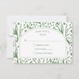 Klassieke Elegante Botanicals in Sage Groene Bruil RSVP Kaartje
