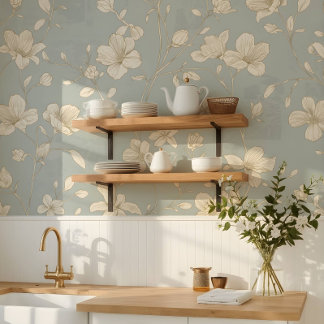 Klassieke Elegante Botanische Lijnkunst Behang