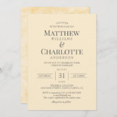 Klassieke Elegante Boter Gele Huwelijk Kaart (Voorkant / Achterkant)