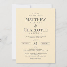 Klassieke Elegante Boter Gele Huwelijk Kaart