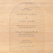 Klassieke Elegante Bruiloft Acryl Uitnodigingen (Voorkant)