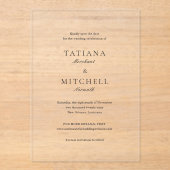 Klassieke Elegante Bruiloft Bewaar de Datum Acryl Uitnodigingen (Voorkant)