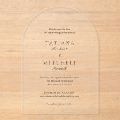 Klassieke Elegante Bruiloft Bewaar de Datum Acryl Uitnodigingen (Voorkant)