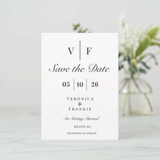 Klassieke Elegante Bruiloft Bewaar de Datum Save The Date (Staand voorkant)