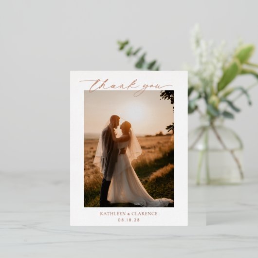 Klassieke Elegante bruiloft Dank u Folie Uitnodiging Briefkaart (Staand Voorkant)