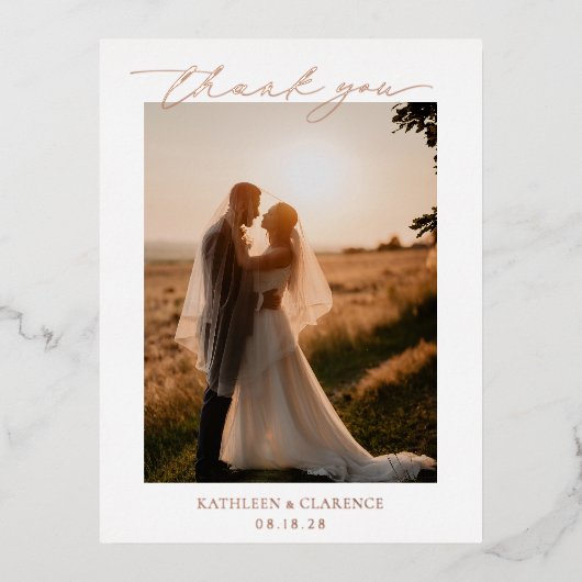 Klassieke Elegante bruiloft Dank u Folie Uitnodiging Briefkaart (Voorkant)