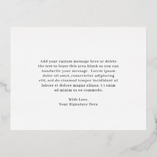 Klassieke Elegante bruiloft Dank u Folie Uitnodiging Briefkaart (Achterkant)