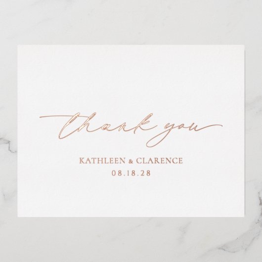 Klassieke Elegante bruiloft Dank u Folie Uitnodiging Briefkaart (Voorkant)