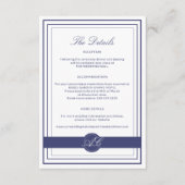 Klassieke elegante bruiloft details gasten informa informatiekaartje (Voorkant)