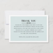 Klassieke elegante bruiloft. Eenvoudig grijs en bl Bedankkaart (Voorkant)