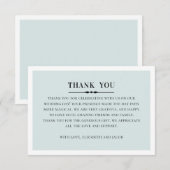 Klassieke elegante bruiloft. Eenvoudig grijs en bl Bedankkaart (Voorkant / Achterkant)