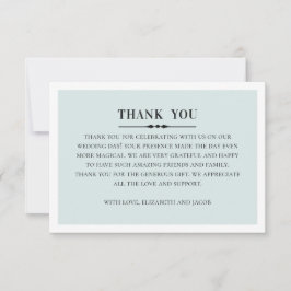 Klassieke elegante bruiloft. Eenvoudig grijs en bl Bedankkaart