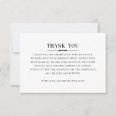 Klassieke elegante bruiloft. Eenvoudig zwart-wit Bedankkaart (Voorkant)