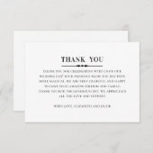 Klassieke elegante bruiloft. Eenvoudig zwart-wit Bedankkaart (Voorkant / Achterkant)