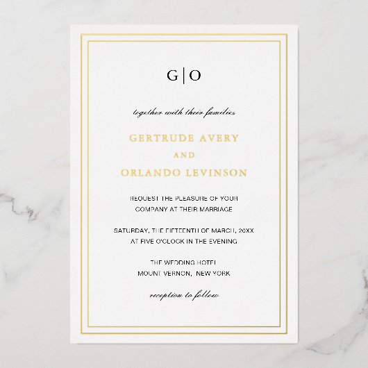 Klassieke elegante bruiloft folie uitnodiging (Voorkant)