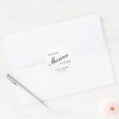 Klassieke elegante bruiloft in zwart-wit ronde sticker (Envelop)