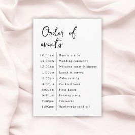 Klassieke Elegante Bruiloft Orde van Evenementen Informatiekaartje