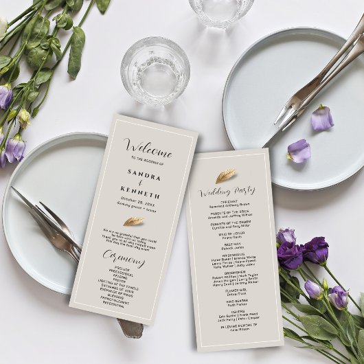 Klassieke & Elegante Bruiloft Programmakaart