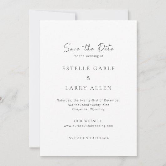 Klassieke Elegante Bruiloft Save The Date (Voorkant)