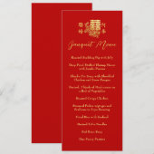 Klassieke elegante Chinese trouwbanket florrood Menu (Voorkant / Achterkant)