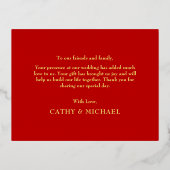 Klassieke elegante Chinese trouwflorale dank voor Folie Uitnodiging Briefkaart (Achterkant)