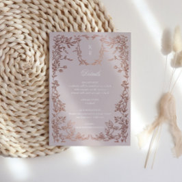 Klassieke Elegante Crest Monogram Huwelijksrecepti Informatiekaartje