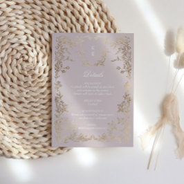 Klassieke Elegante Crest Monogram Huwelijksrecepti Informatiekaartje