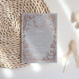 Klassieke Elegante Crest Monogram Huwelijksrecepti Informatiekaartje