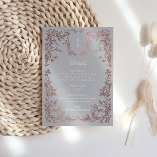 Klassieke Elegante Crest Monogram Huwelijksrecepti Informatiekaartje