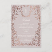 Klassieke Elegante Crest Monogram Huwelijksrecepti Informatiekaartje (Voorkant)