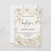 Klassieke Elegante Doop Gouden Kruis Doop Kaart (Voorkant)