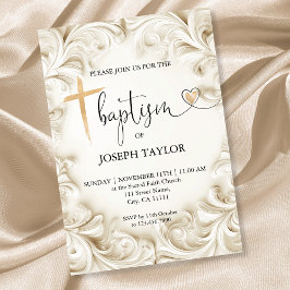 Klassieke Elegante Doop Gouden Kruis Doop Kaart