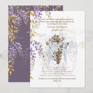 Klassieke Elegante DOOP Uitnodiging Wisteria Paars