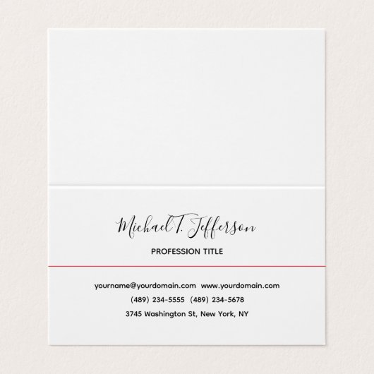 Klassieke Elegante Duidelijke Kalligrafie Profielk Visitekaartje (Buitenkant ongevouwen)