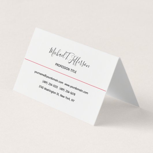 Klassieke Elegante Duidelijke Kalligrafie Profielk Visitekaartje (Voorkant)